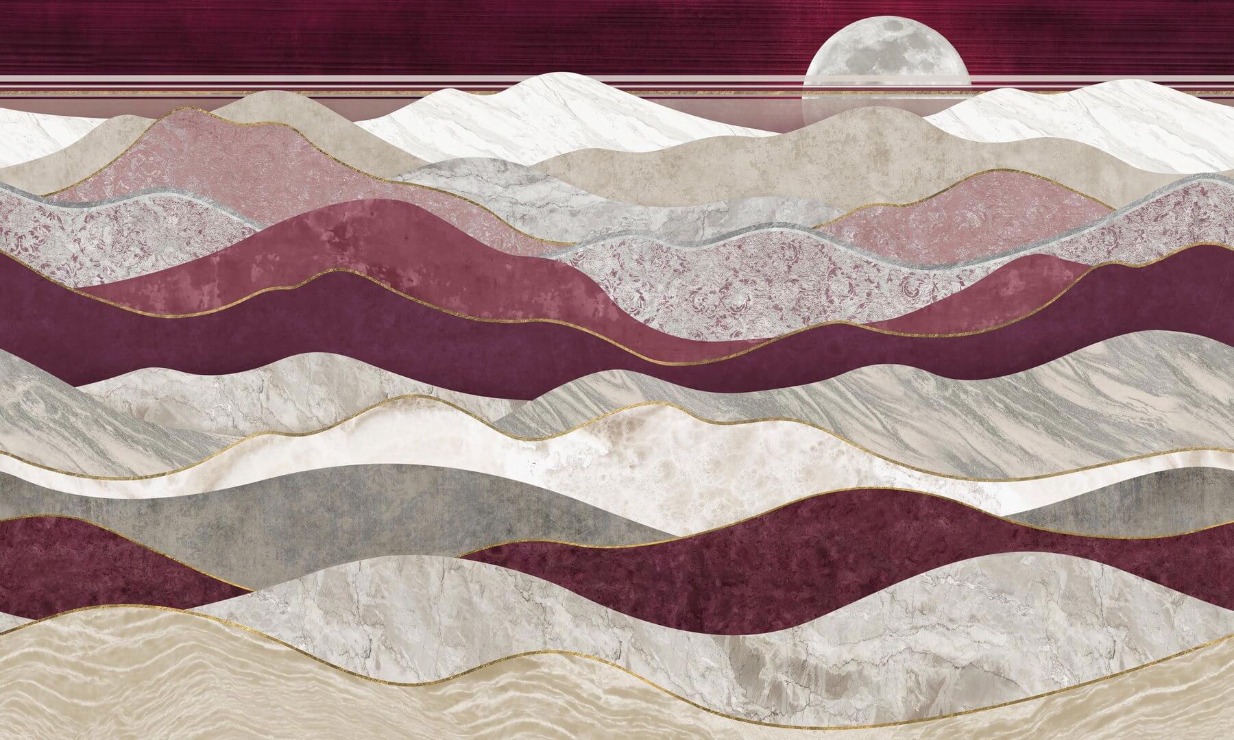 Fototapeta abstrakcyjne fale Wall Art Merlot