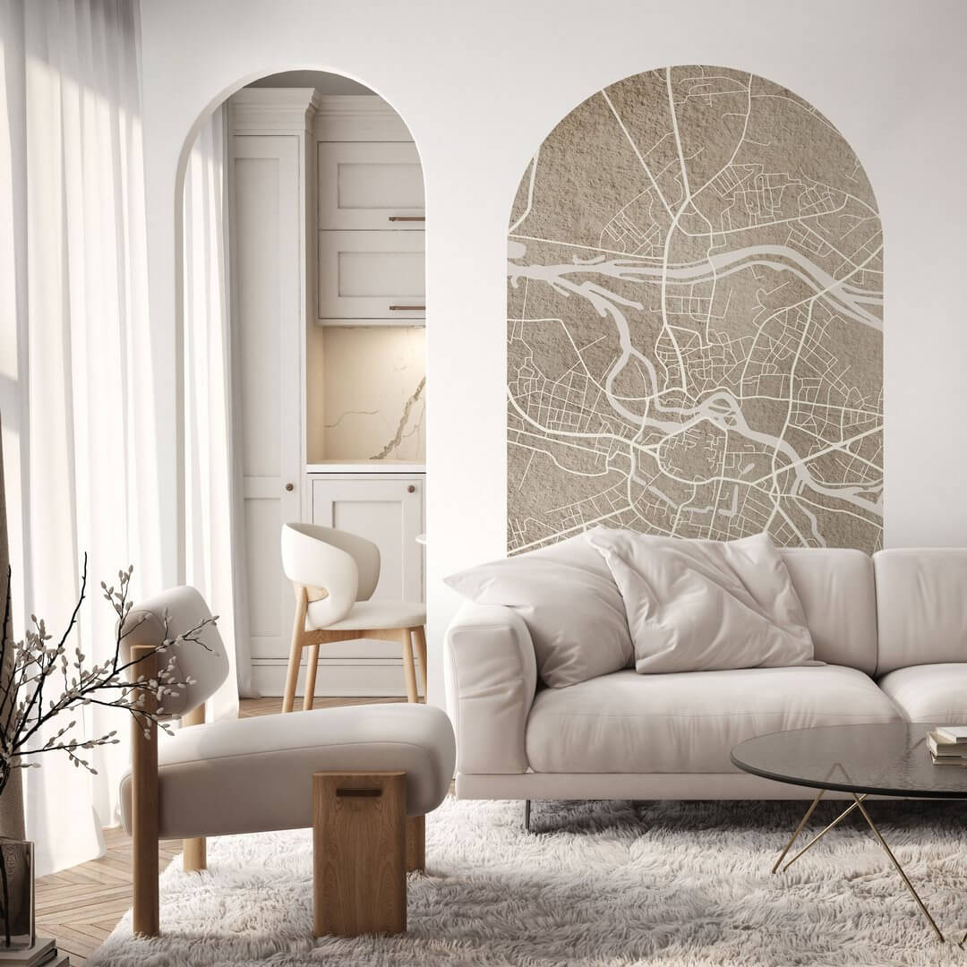Mural łuk plan miasta Wrocław Wall Art Breslau Beige Łuk