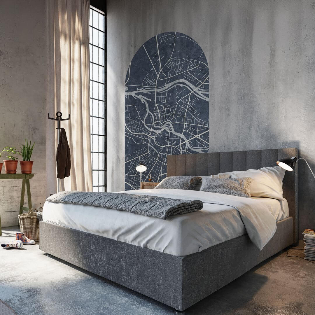 Mural łuk plan miasta Wrocław Wall Art Breslau Blue Łuk