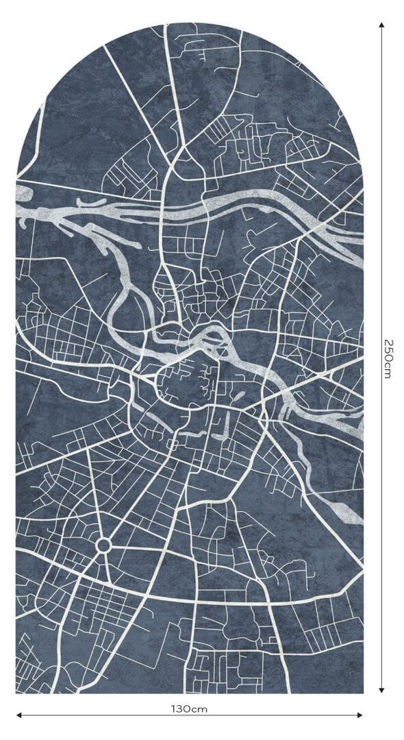 Mural łuk plan miasta Wrocław Wall Art Breslau Blue Łuk