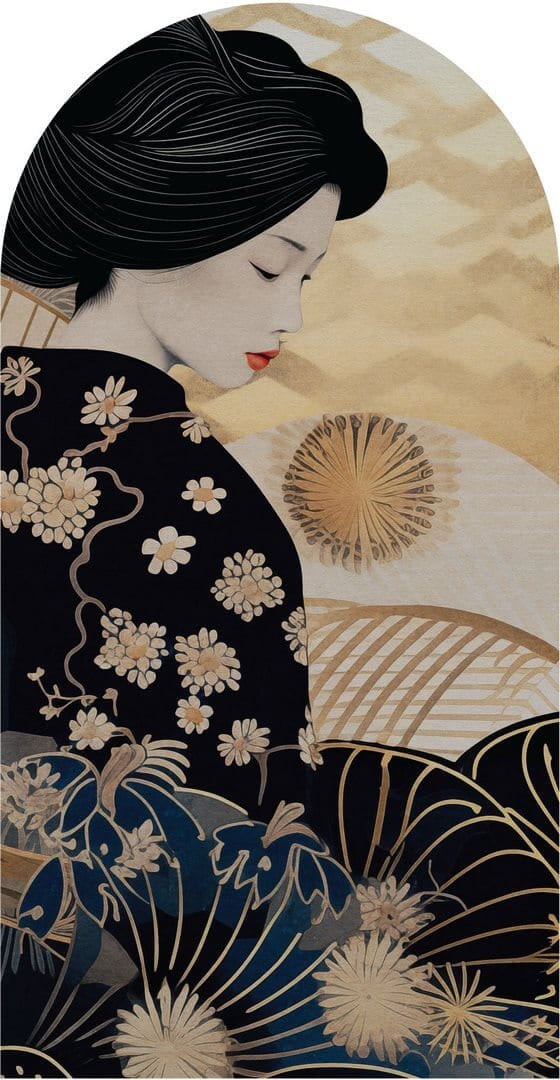 Mural łuk postać gejszy Wall Art Kinui Łuk