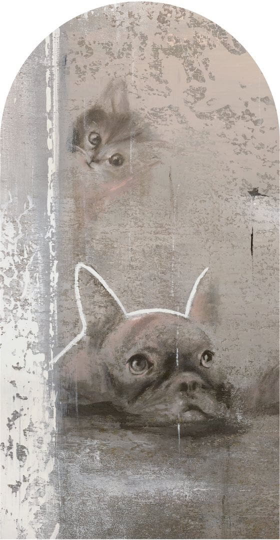 Mural łuk artystyczny z psami i kotem Wall Art Siesta Łuk