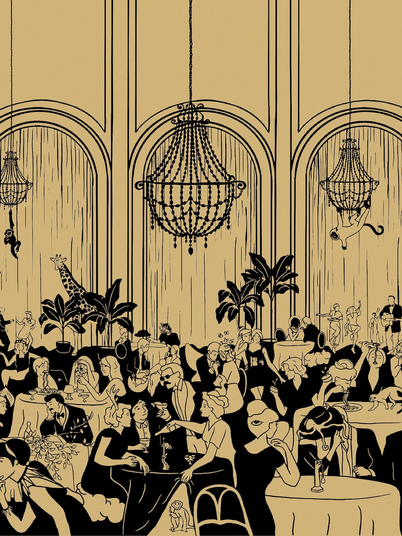 Mural scena balu Pierre Frey FP797001 Surrealist Banquet The Cult Of Beauty