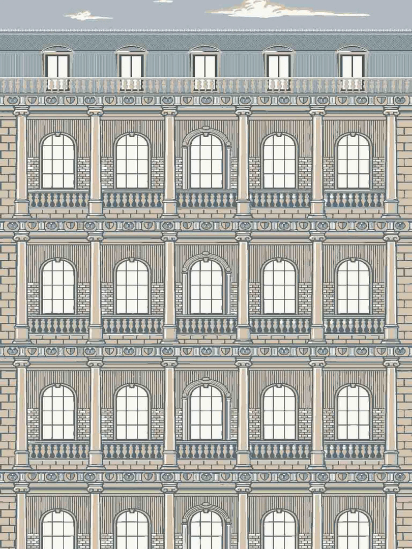 Mural tekstylny fasada architektury paryskiej Pierre Frey FP798001 Neoclassical The Cult Of Beauty