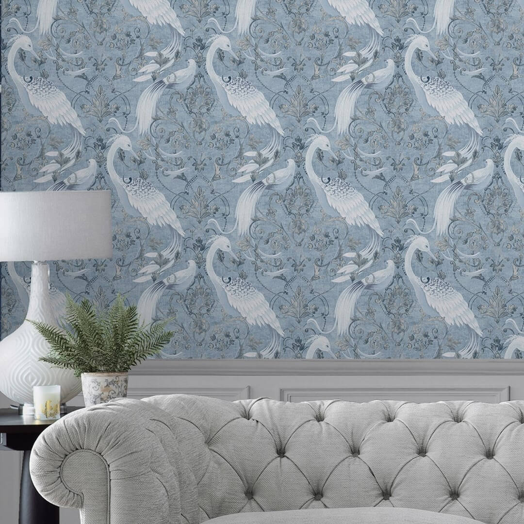 Tapeta ornament i żurawie Laura Ashley 120132 Tregaron Volume III