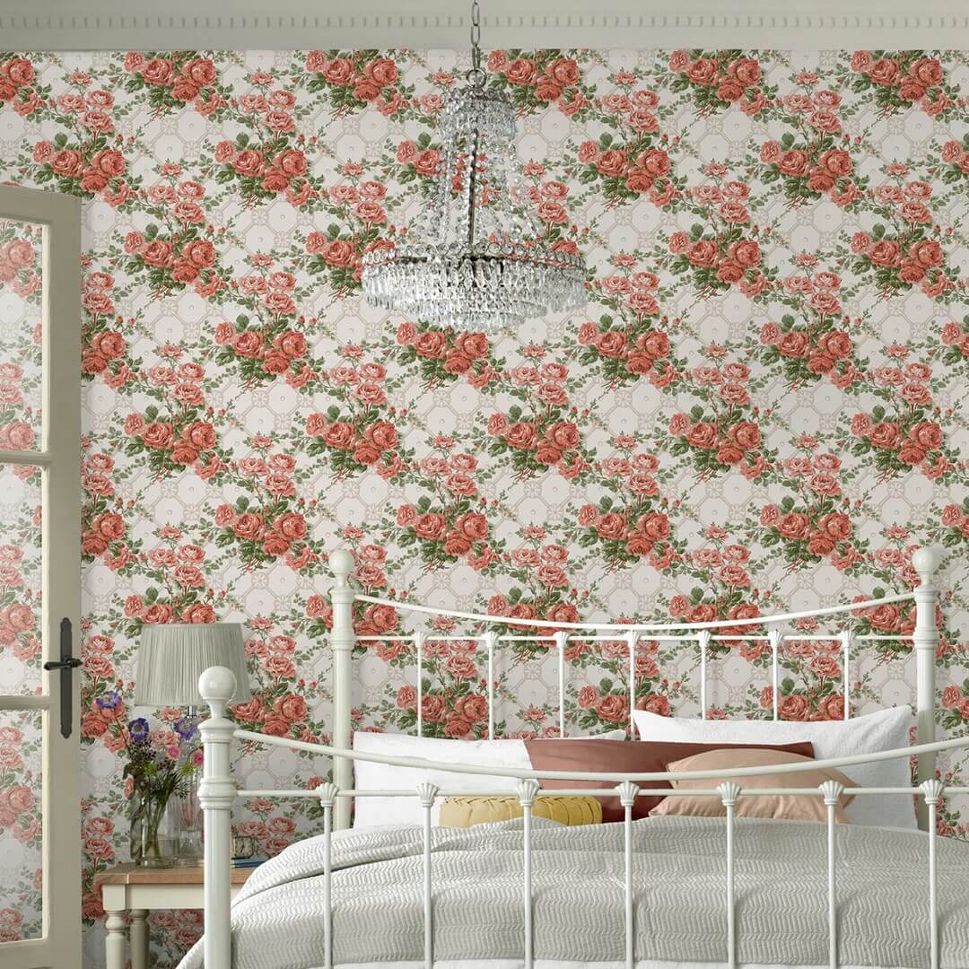 Tapeta róże i kratownica Laura Ashley 121081 Country Roses Volume III