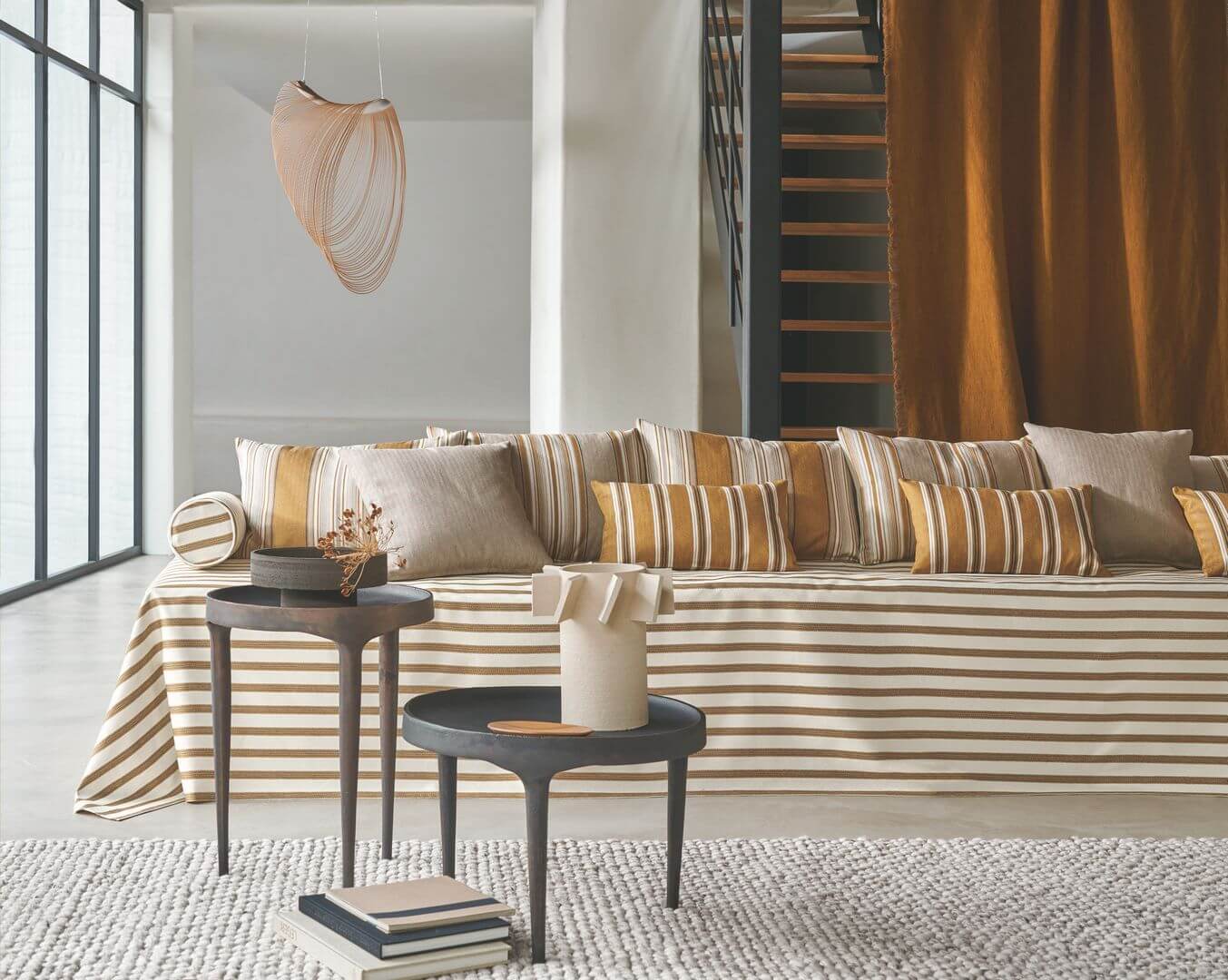 Tkanina ze wzorem paska Casamance 42770611 Evora Costa Nova