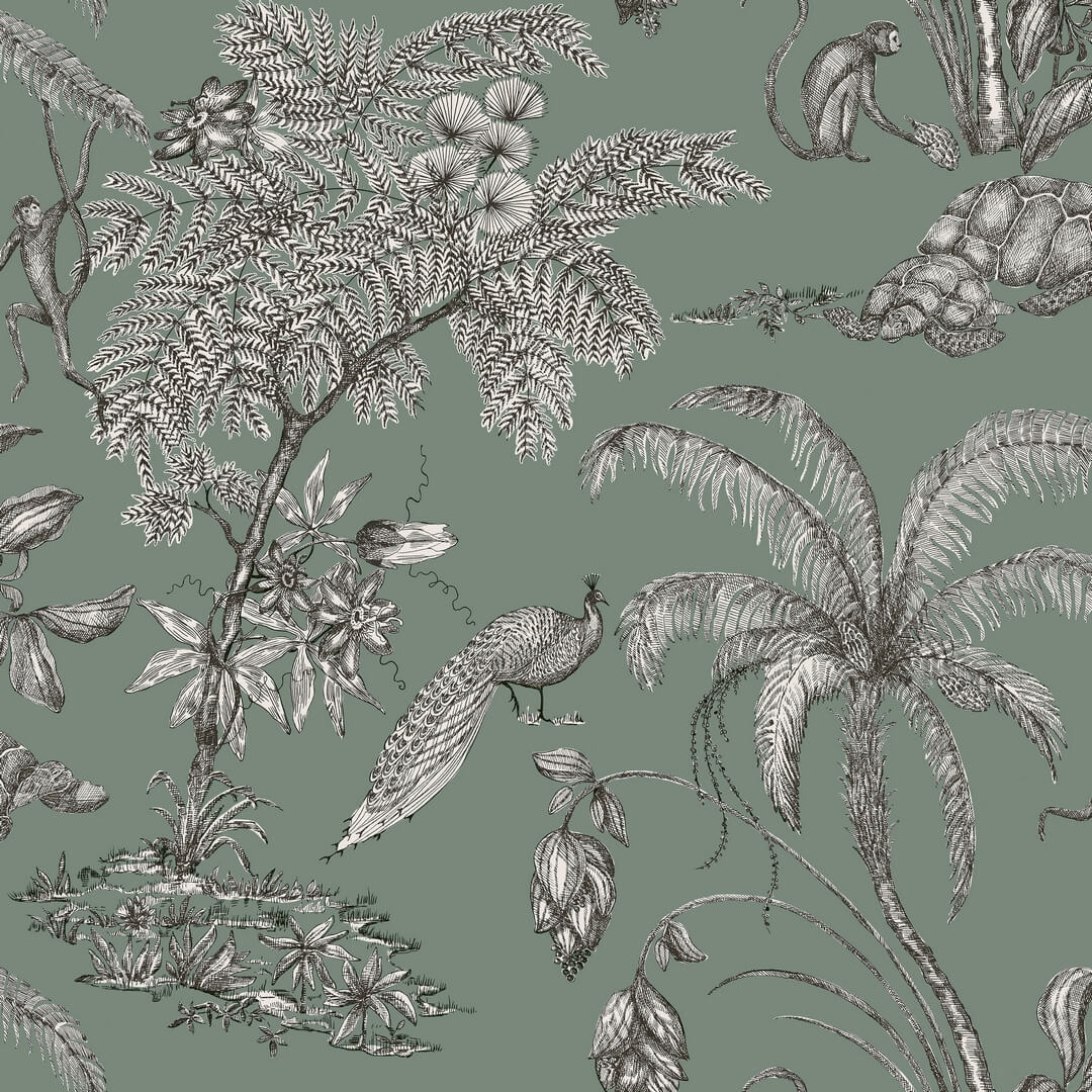 Tapeta egzotyczna zwierzęta i rośliny Sandberg 240-68 Moa Juniper Palm Garden