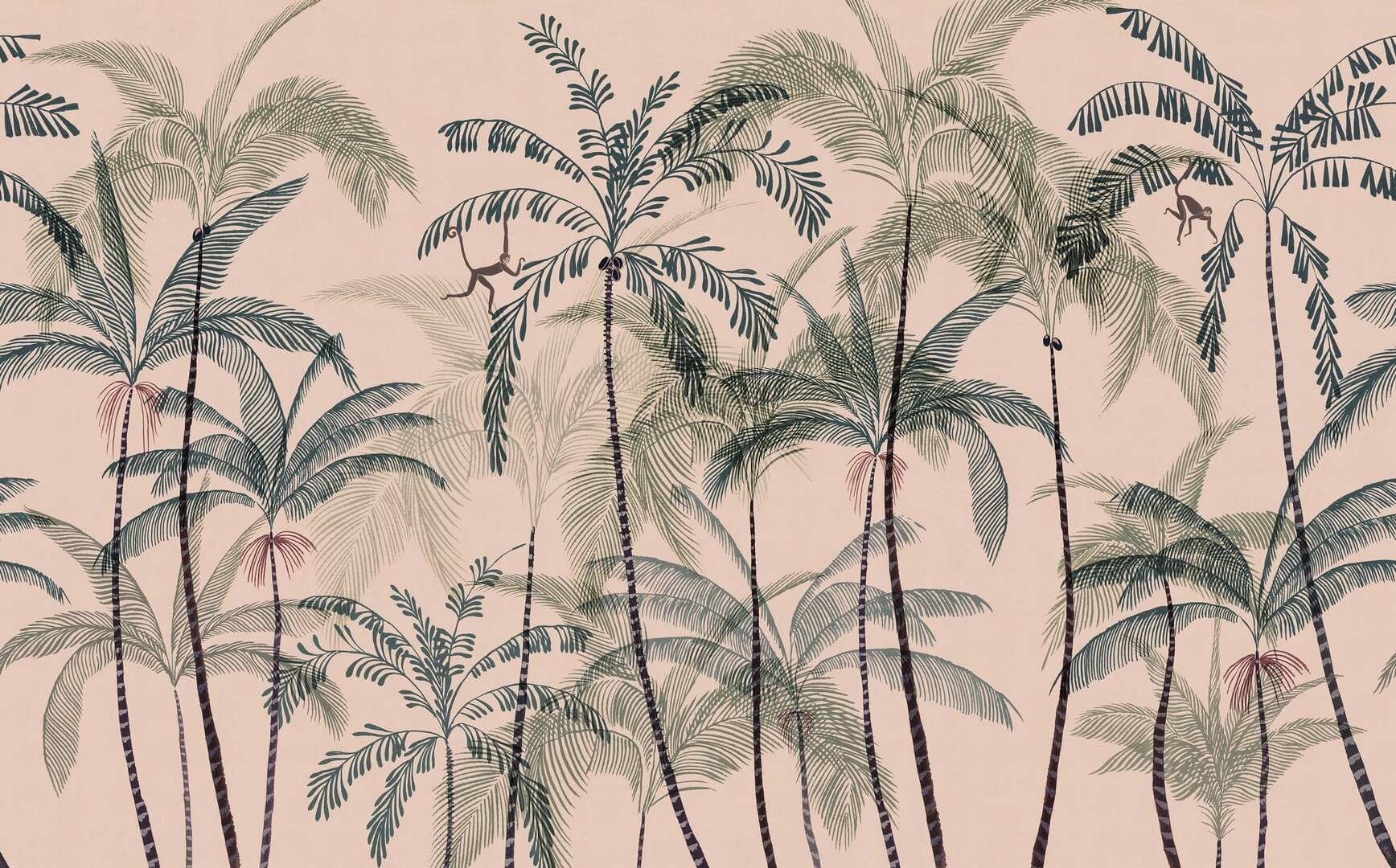 Fototapeta palmy i małpy Sandberg S10429 Louie Pink Palm Garden