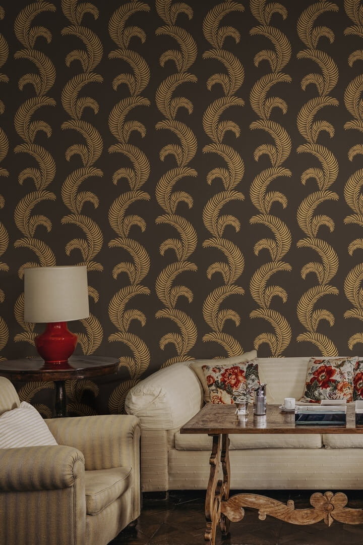 Tapeta graficzne liście palmowe Sandberg S10442 Jasmine Charcoal Palm Garden