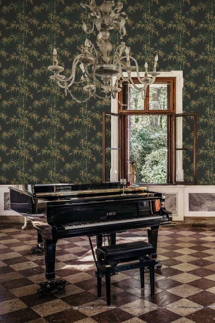 Tapeta pędy bambusa Sandberg S10446 Leon Charcoal Palm Garden