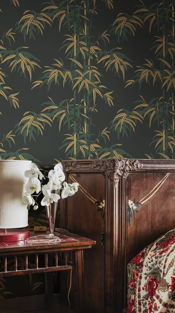 Tapeta pędy bambusa Sandberg S10446 Leon Charcoal Palm Garden