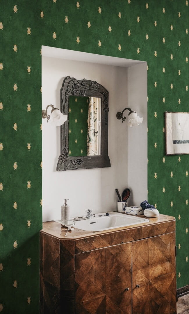 Tapeta skarabeusze Sandberg S10451 Audrey Dark Green Palm Garden