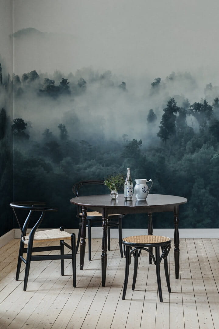 Fototapeta zamglony las Rebel Walls R18863 Misty Woodland Blue Mystic Shades