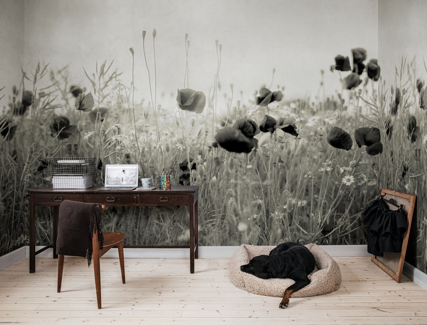 Fototapeta polne kwiaty maki Rebel Walls R18870 Poppy Field Vintage Mystic Shades