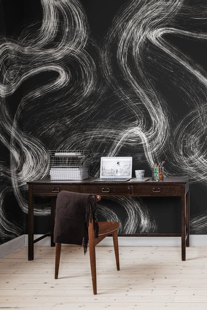 Fototapeta falujące linie Rebel Walls R20192 Blurry Stripes Black Mystic Shades
