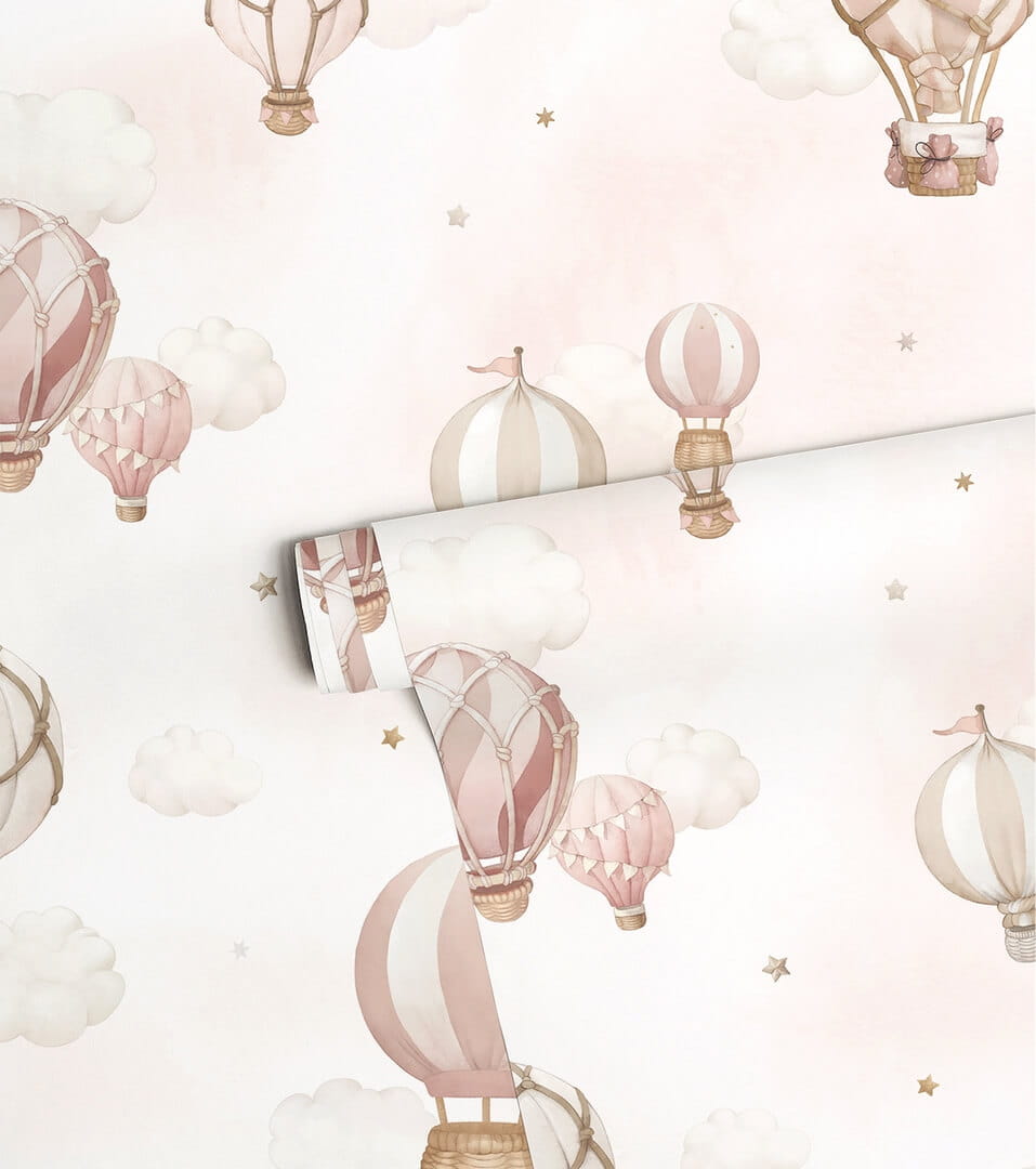 Tapeta balony i chmury Lilipinso H0803 Pink Hot-Air Balloons