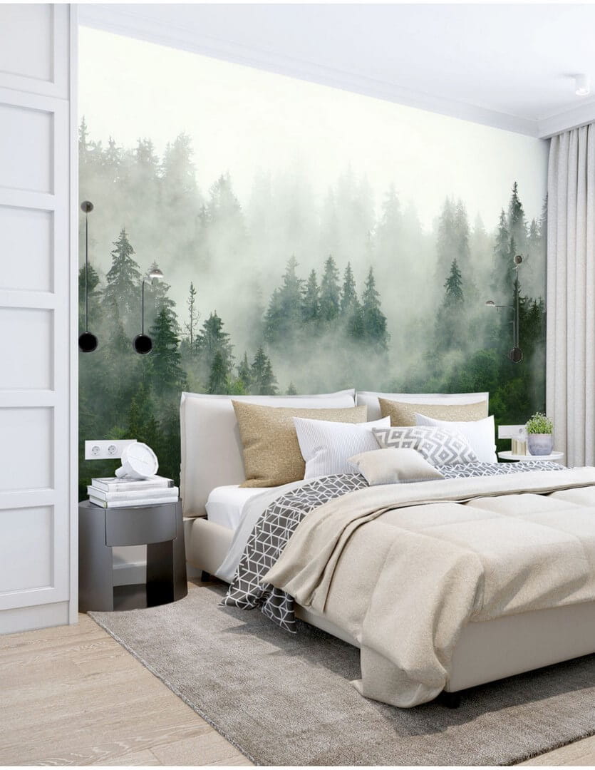 Mural zamglony las PaperMint Boreal Forest 55