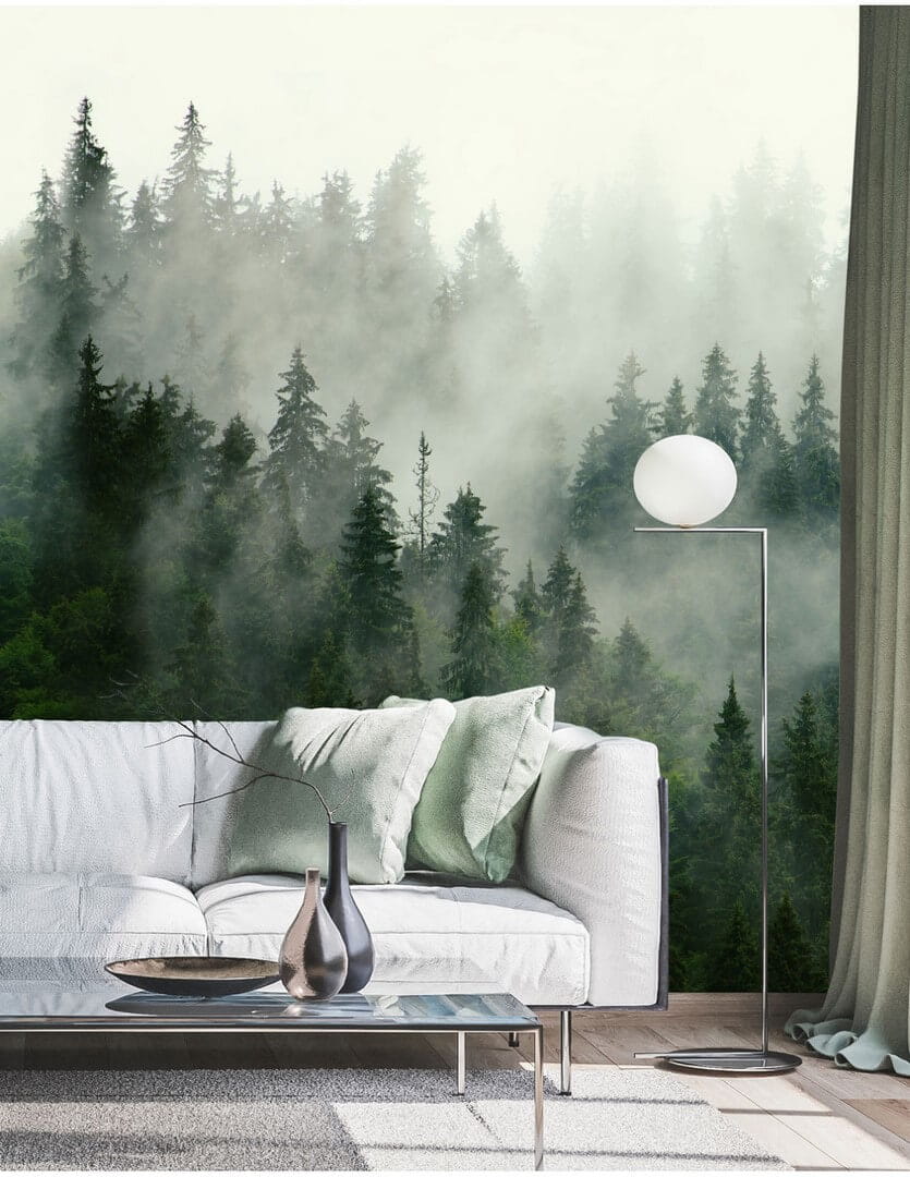 Mural zamglony las PaperMint Boreal Forest 55
