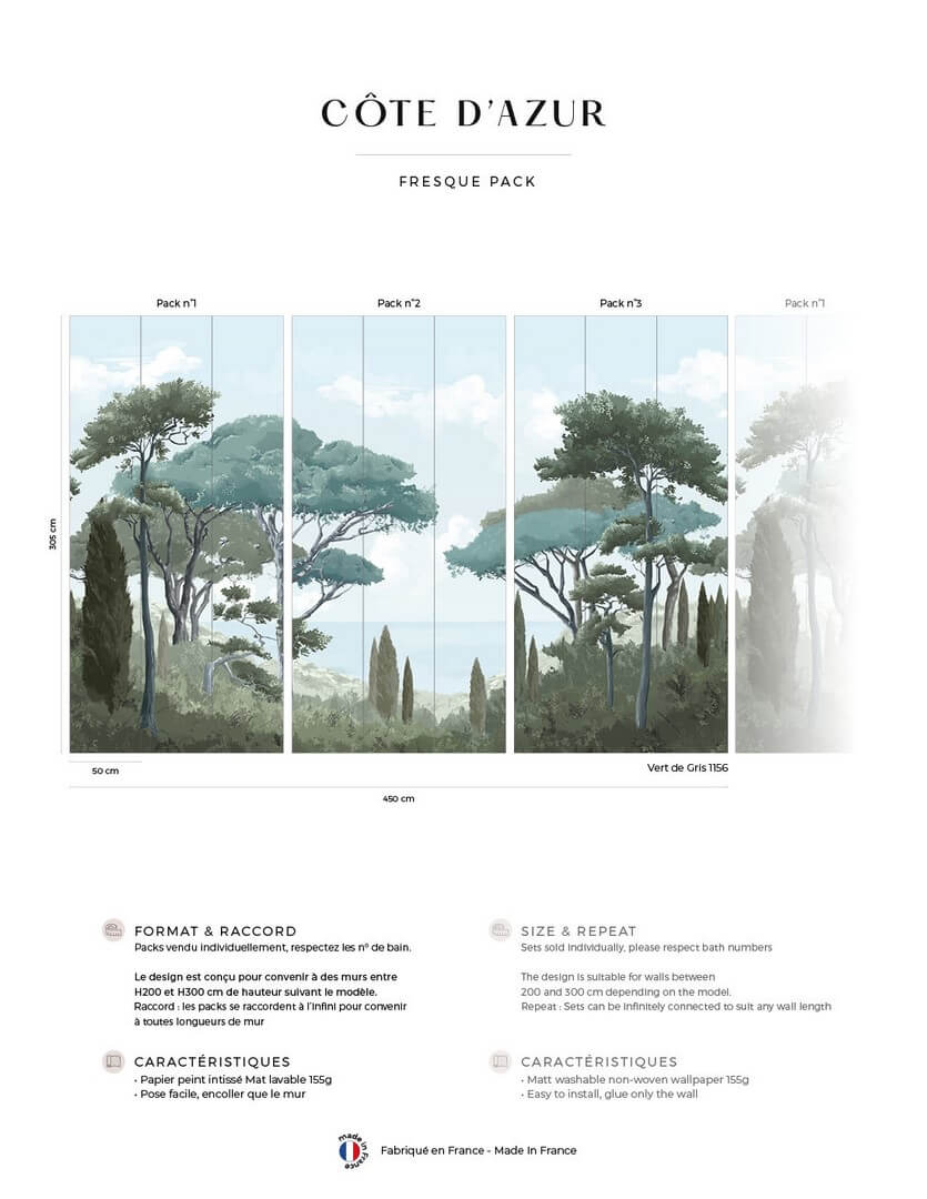 Mural krajobraz drzew PaperMint Cote d'Azur 1156