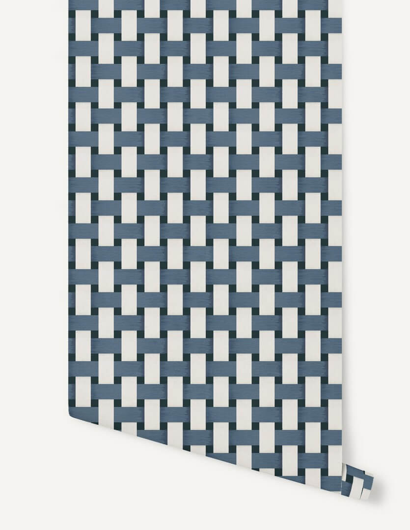 Tapeta geometryczna plecionka Papermint Bauhaus 1122 Bleu d'Amiens Classics