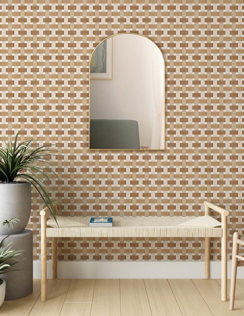 Tapeta geometryczna plecionka Papermint Bauhaus 1123 Caramel Classics