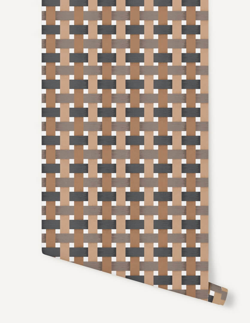 Tapeta geometryczna plecionka Papermint Bauhaus 1125 Moka Classics