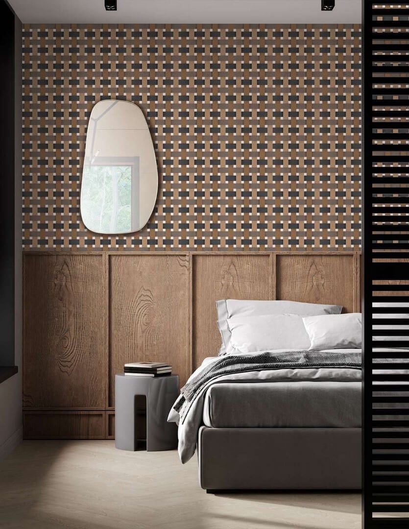 Tapeta geometryczna plecionka Papermint Bauhaus 1125 Moka Classics