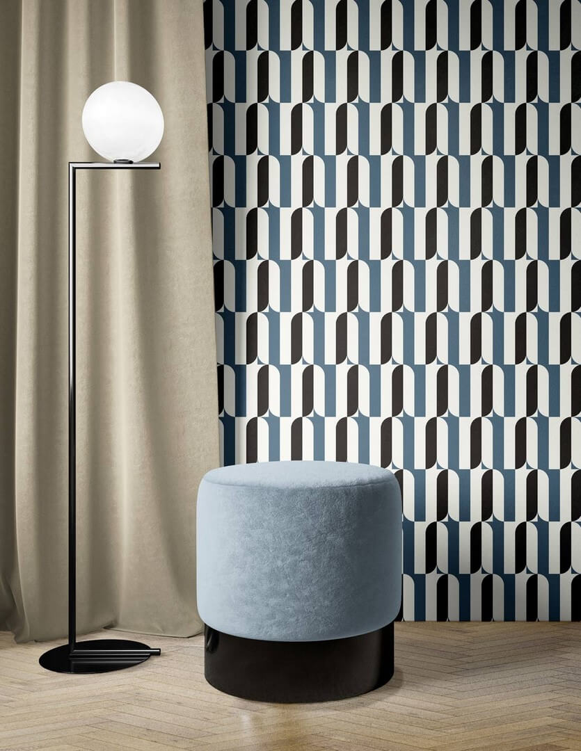 Tapeta geometryczna Papermint Ceramica 1117 Bleu Myrte Classics