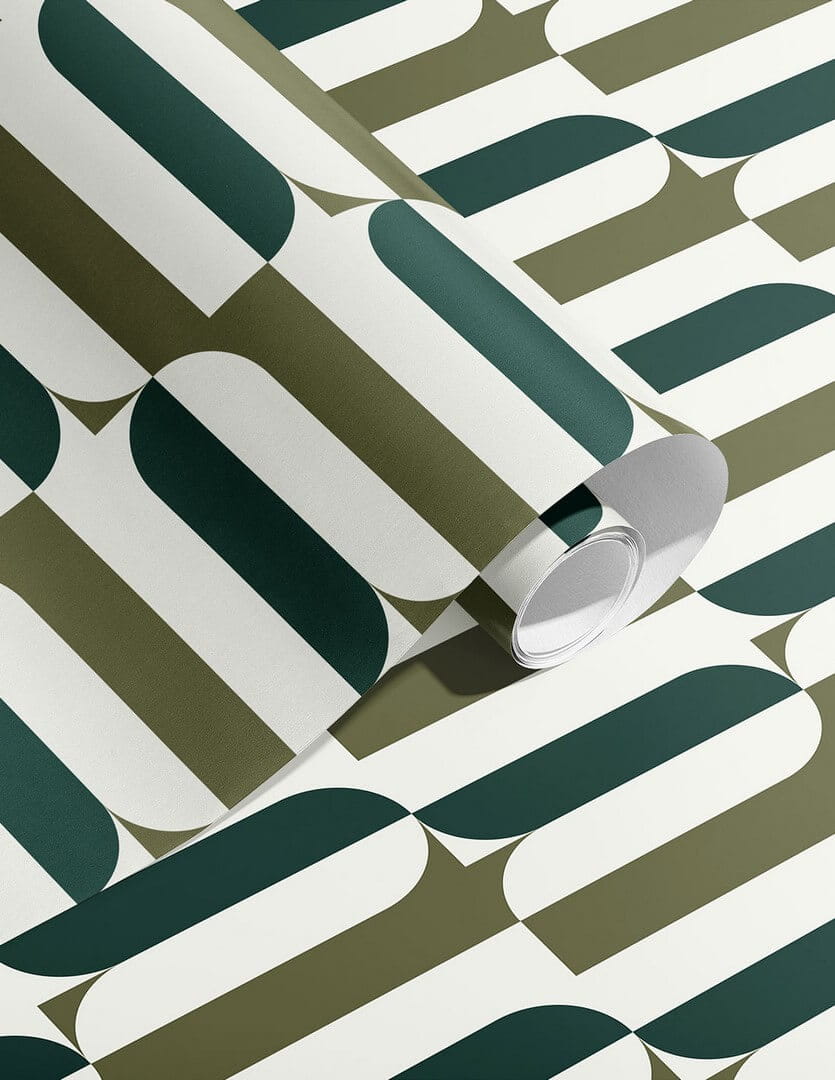 Tapeta geometryczna Papermint Ceramica 1118 Vert Olive Classics