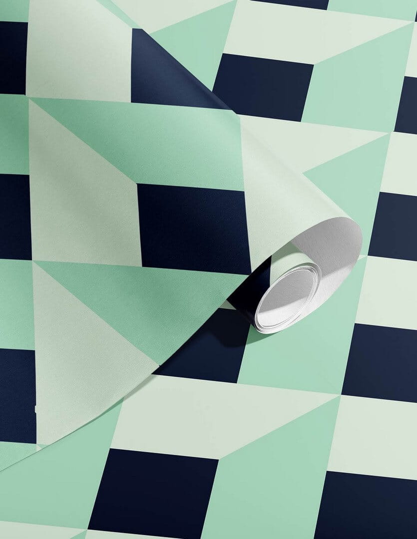 Tapeta geometryczna kratownica Papermint Cielda 2 BLEU Classics