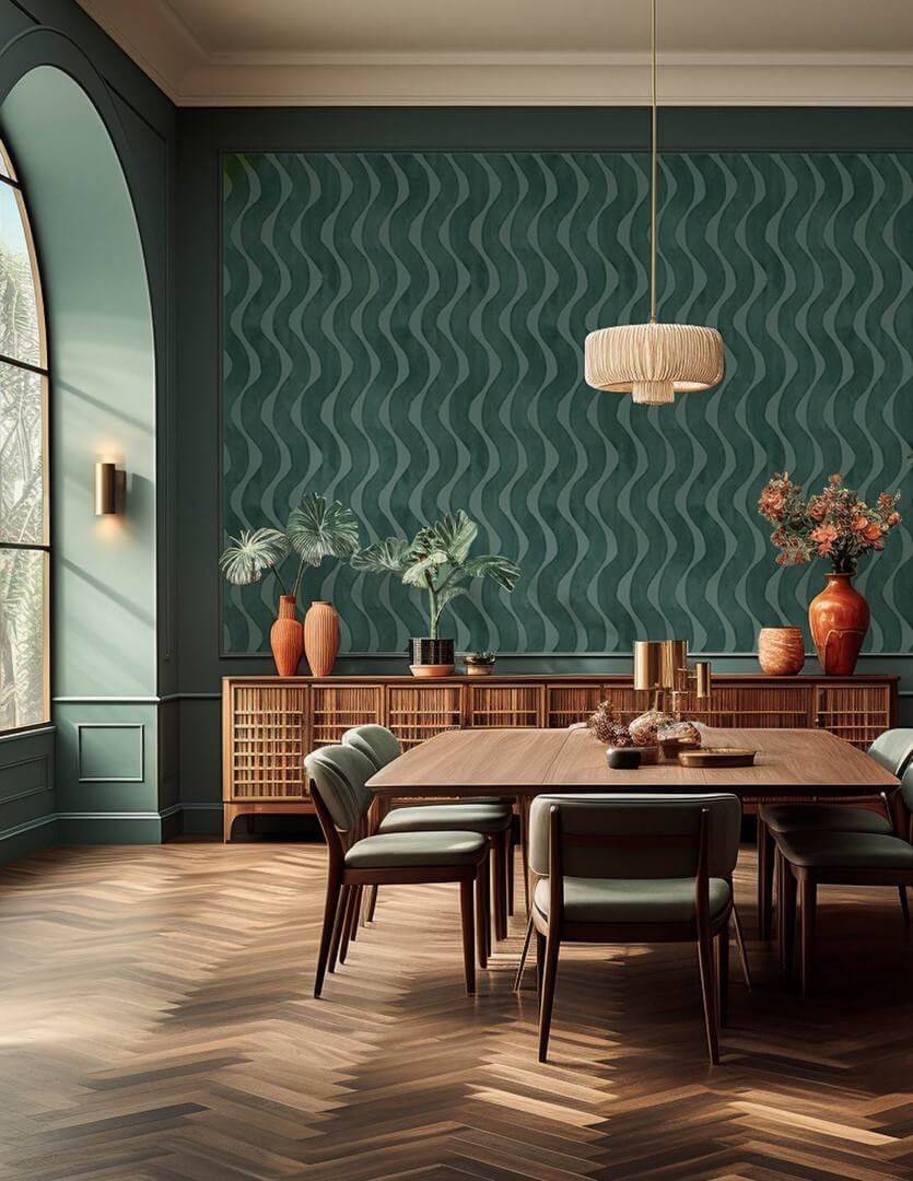 Tapeta falujące pasy Papermint La Vague 1127 Vert Velours Classics