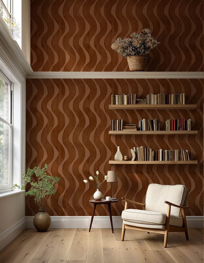 Tapeta falujące pasy Papermint La Vague 1134 Terre Cuivree Classics
