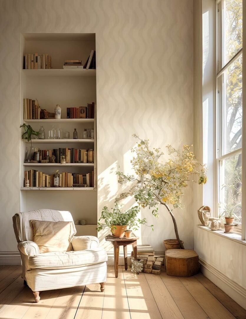 Tapeta falujące pasy Papermint La Vague 1136 Blanc Nacre Classics