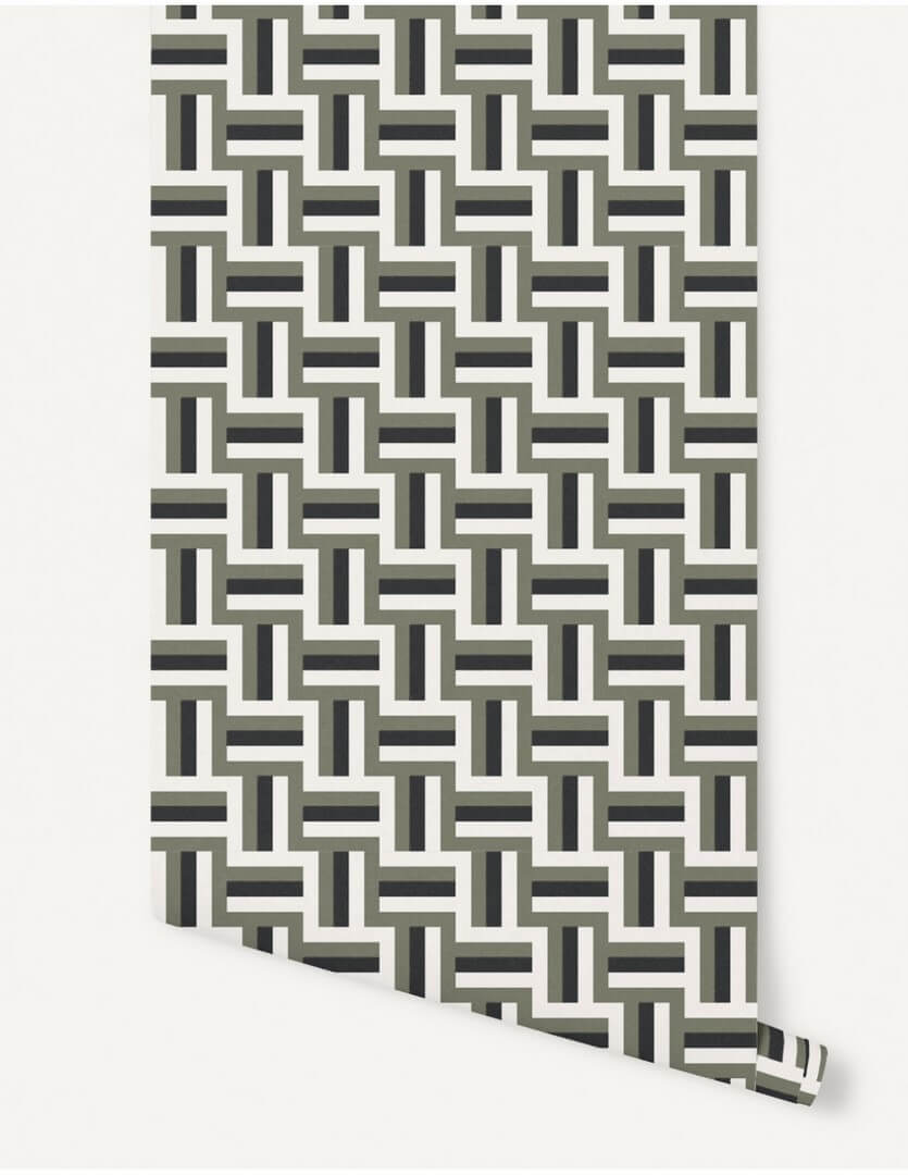 Tapeta geometryczna labirynt Papermint Neue 1110 Vert Khaki Classics