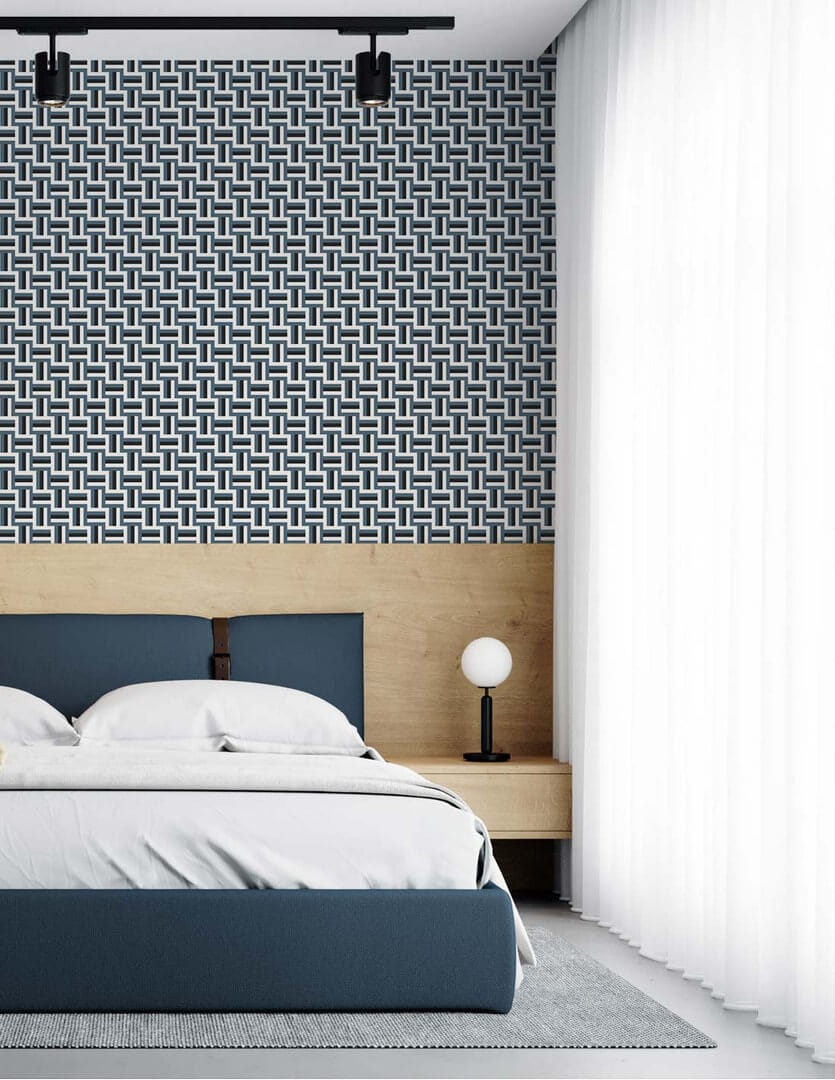 Tapeta geometryczna labirynt Papermint Neue 1111 Bleu Navy Classics
