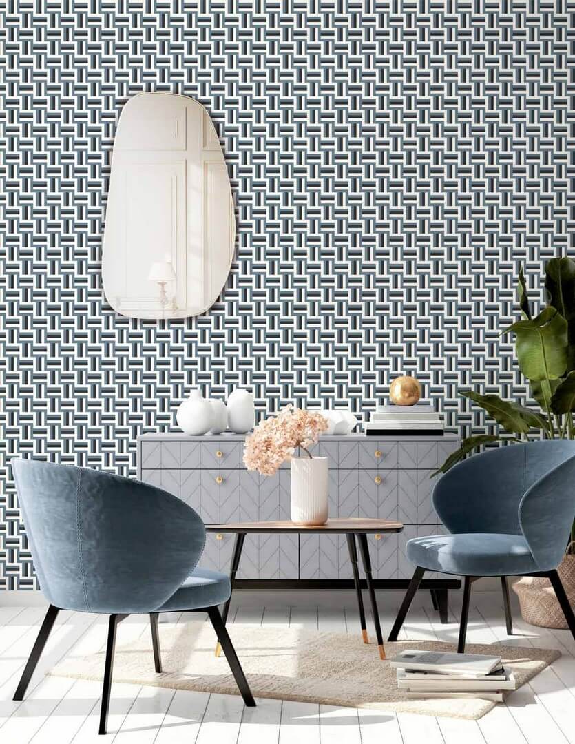 Tapeta geometryczna labirynt Papermint Neue 1111 Bleu Navy Classics