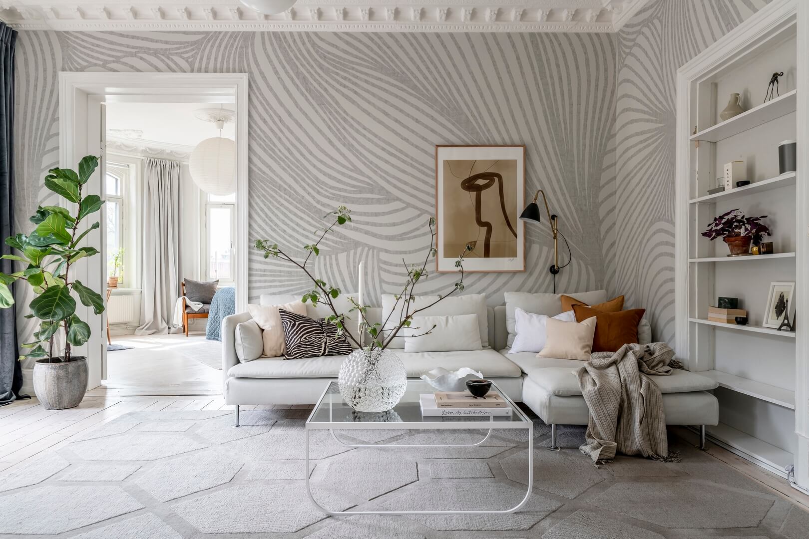 Fototapeta falujące linie Rebel Walls R18599 Opulence Lines Grey Simplicity