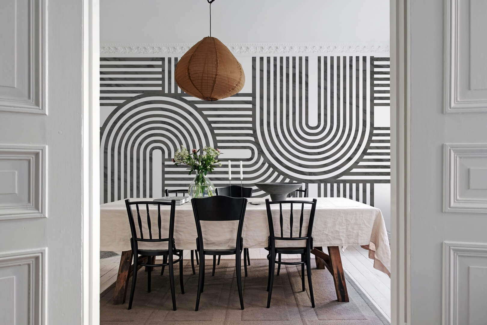 Fototapeta graficzne łuki Rebel Walls R18624 Twine Graphite Simplicity