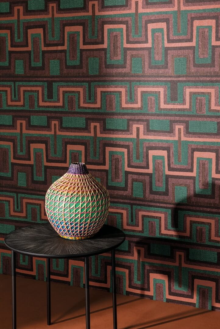 Tapeta geometryczna w etnicznym stylu Khroma AMA004 Morelos Amani
