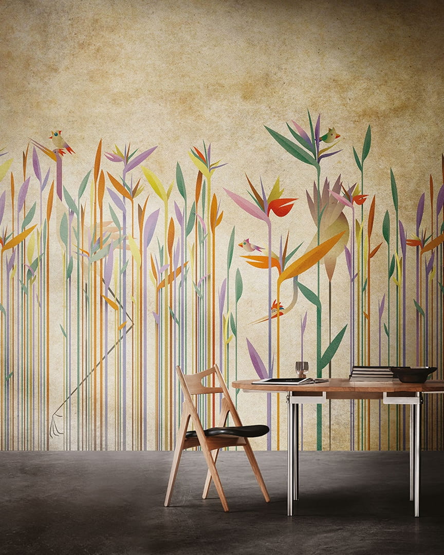 Fototapeta kwiaty i ptaki Inkiostro Bianco HABITAT INKDHNG1901 Natural Beauty