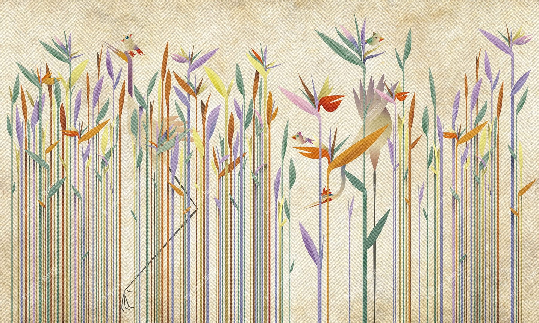 Fototapeta kwiaty i ptaki Inkiostro Bianco HABITAT INKDHNG1901 Natural Beauty