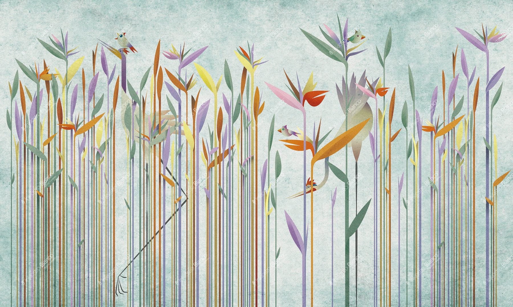 Fototapeta kwiaty i ptaki Inkiostro Bianco HABITAT INKDHNG1903 Natural Beauty