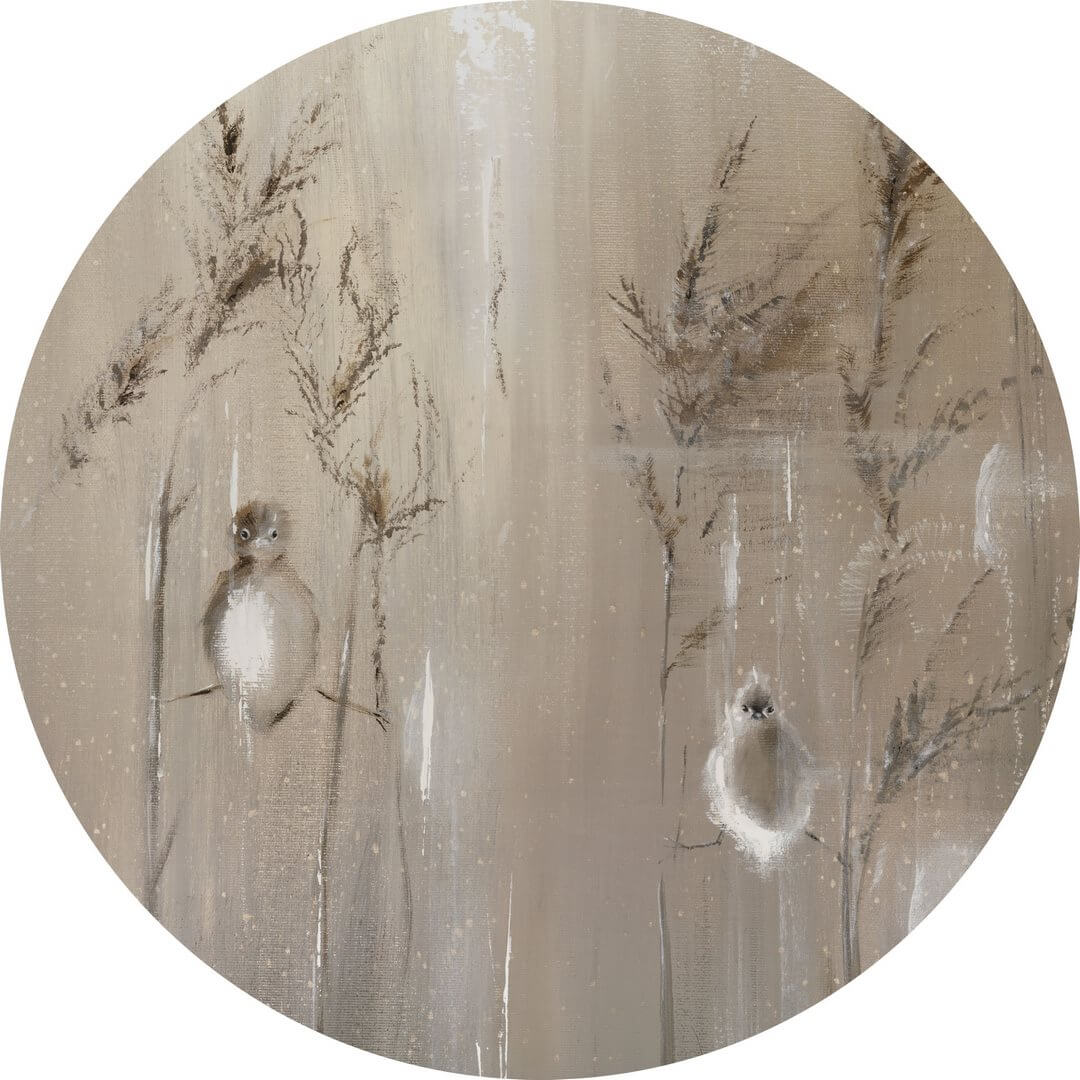 Mural okrągły artystyczny z ptakami Wall Art Aves Koło