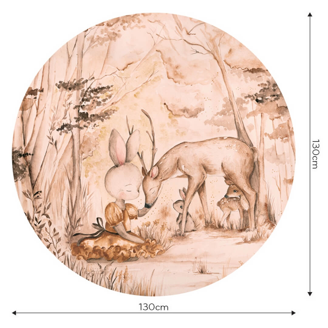 Mural okrągły dla dzieci zwierzątka leśne Wall Art Bambi Koło