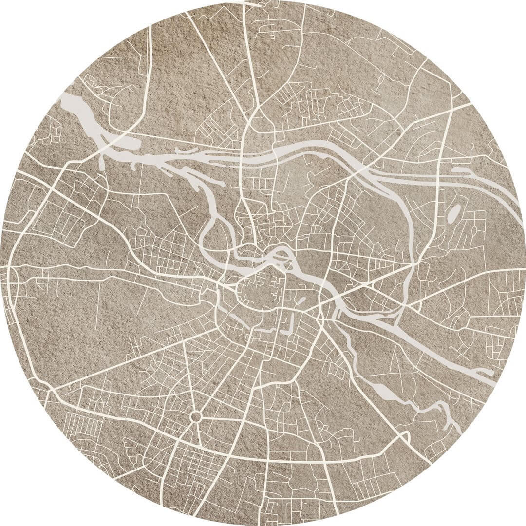 Mural okrągły plan miasta Wrocław Wall Art Breslau Beige Koło