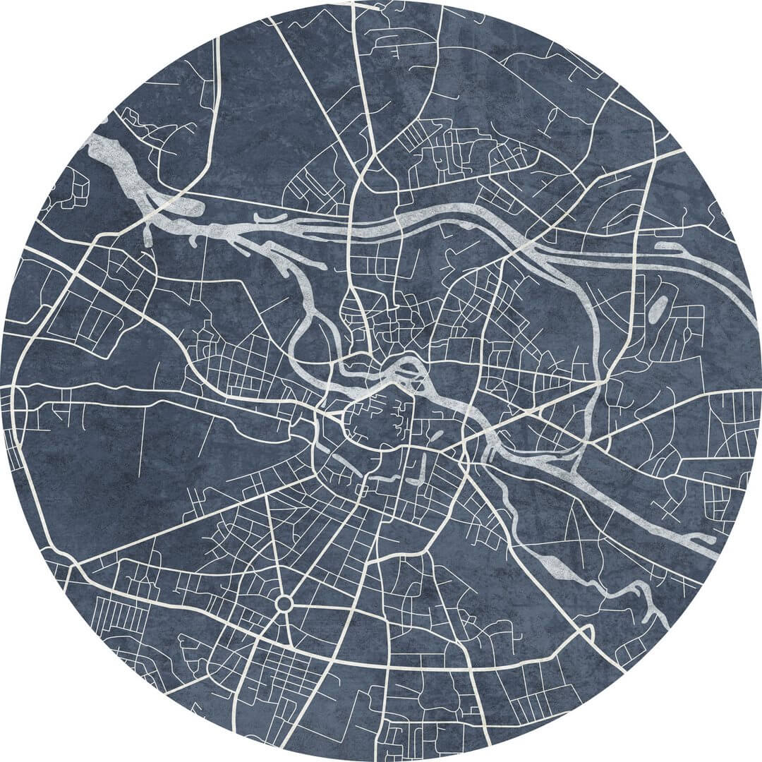 Mural okrągły plan miasta Wrocław Wall Art Breslau Blue Koło