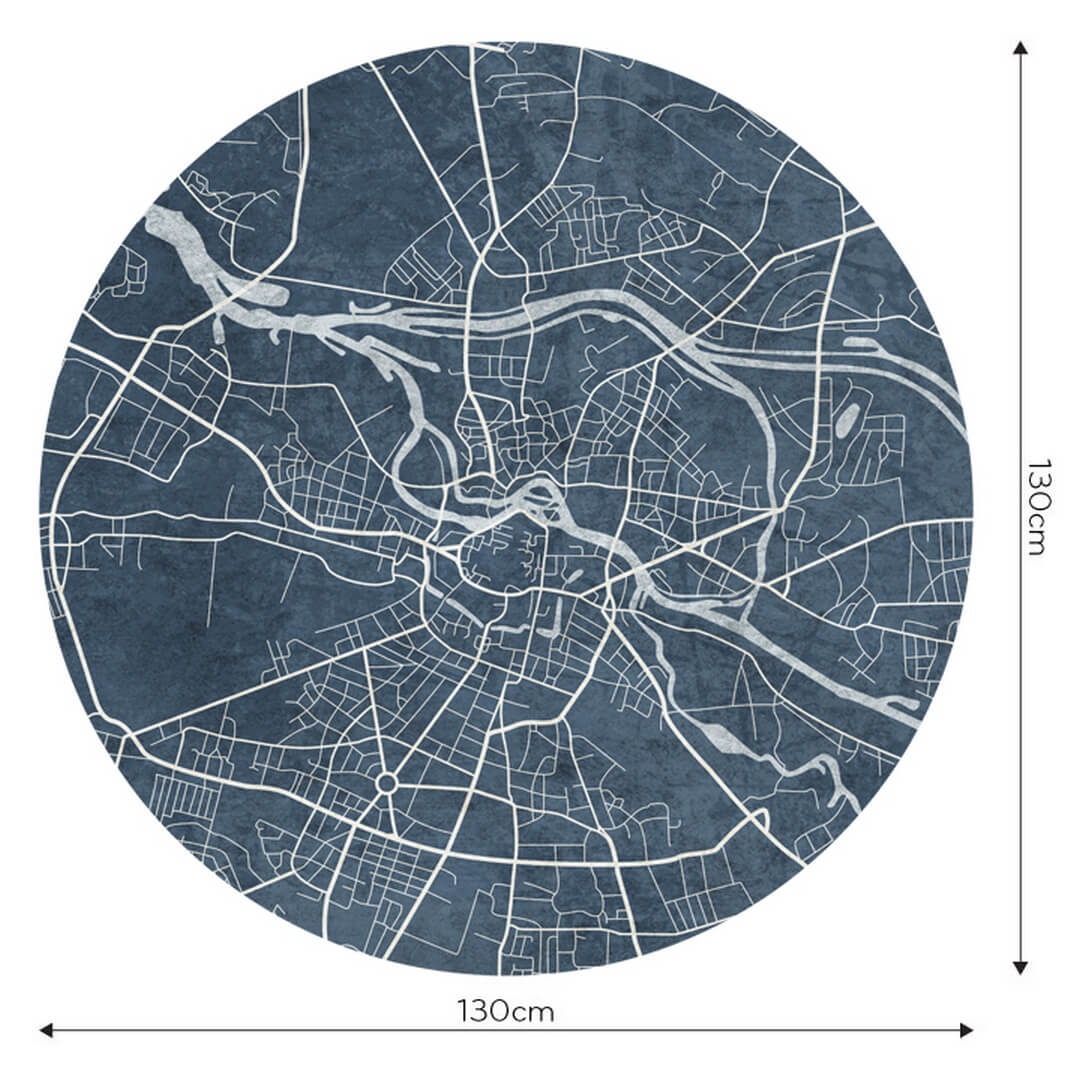 Mural okrągły plan miasta Wrocław Wall Art Breslau Blue Koło