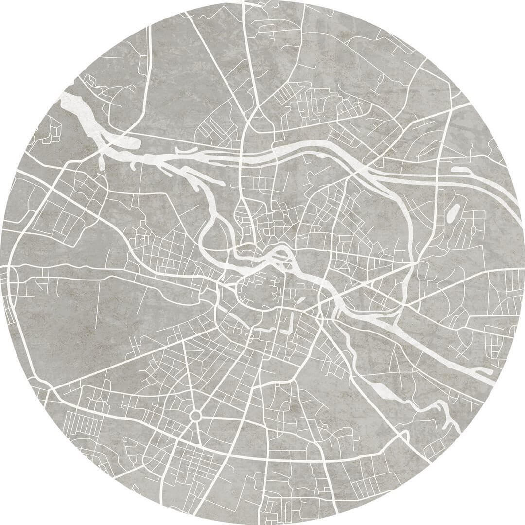Mural okrągły plan miasta Wrocław Wall Art Breslau Grey Koło