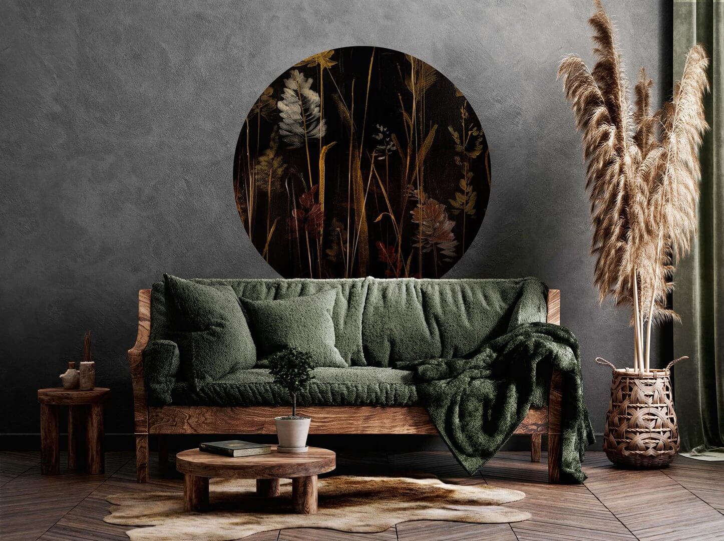 Mural okrągły łąka Wall Art Calamus Koło